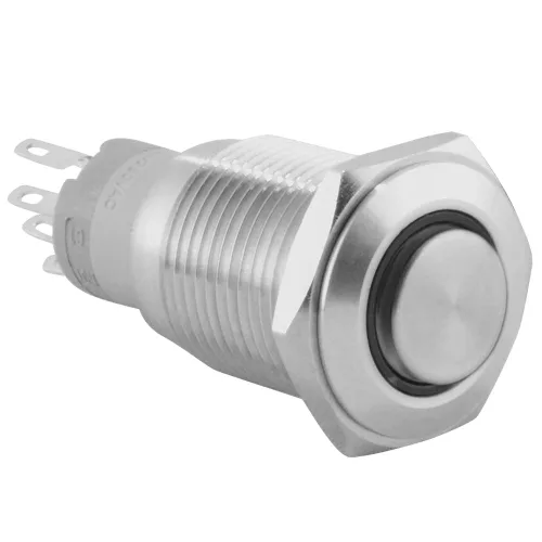 Miniatura 13 de JacobsParts Interruptor de arranque momentáneo de acero inoxidable plateado con LED azul para orificio de corte de panel de 1/2" (12 mm) de diámetro