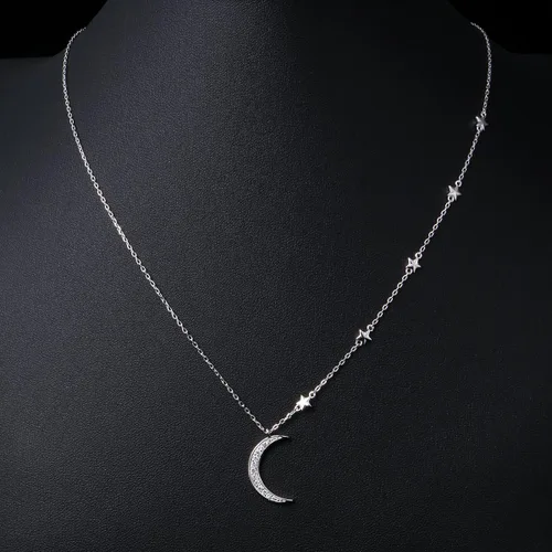 Miniatura 2 de Ladytree Collar con colgante de joyería de luna creciente y estrella de plata de ley 925