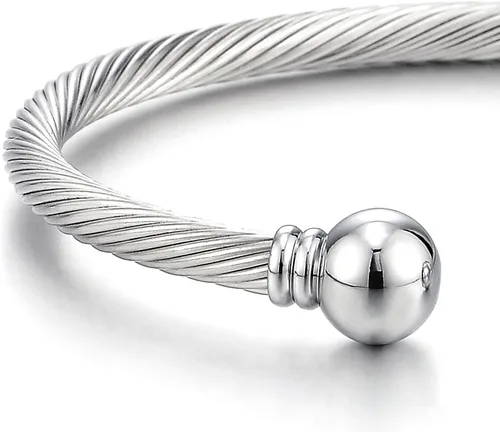 Miniatura 3 de Pulsera de acero inoxidable trenzada COOLSTEELANDBEYOND elástica ajustable para hombre y mujer