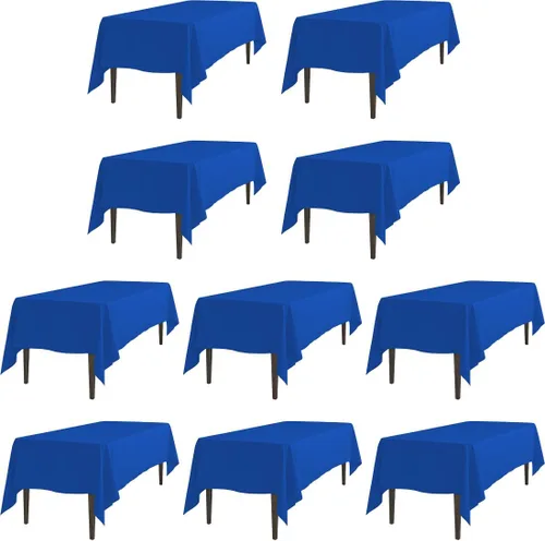 Miniatura 30 de LTC LINENS - Paquete de 2 manteles rectangulares de poliéster, de 60 x 102 pulgadas y 6 pies, color azul bebé, con caída parcial, resistentes a