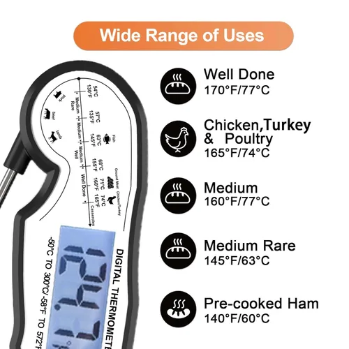 Miniatura 3 de Termómetro digital de lectura instantánea para carne para asar a la parrilla y cocinar - ANDAXIN Termómetro ultrarrápido resistente al agua