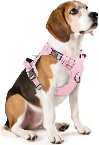 Miniatura 26 de Timos Arnés para perro de tamaño pequeño, arnés sin tirones para mascotas con cuello a presión bloqueable, chaleco reflectante para perro, sin