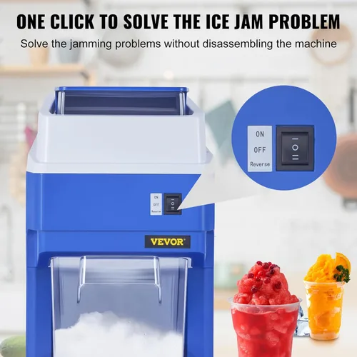 Miniatura 5 de VEVOR Trituradora de hielo comercial, máquina eléctrica de cono de nieve de 265 libras por hora con caja de hielo de 4.4 libras, máquina de hielo