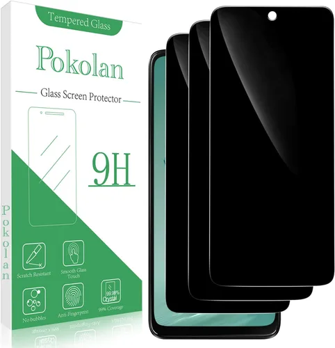 Miniatura 20 de Pokolan Paquete de 3 protectores de pantalla de privacidad para Motorola Moto G Power 5G 2025, película de vidrio templado privado anti espía