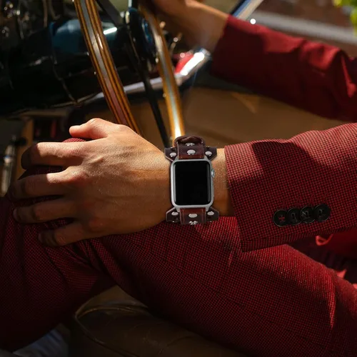 Miniatura 2 de VIQIV Correas de reloj de cuero compatibles con Apple Watch Band 1.614 in 1.575 in 1.496 in 1.929 in 1.732 in 1.772 in 1.654 in iWatch Series