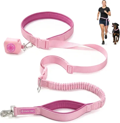 Miniatura 13 de Spark Paws - Correa de perro manos libres, correa elástica para la cintura que absorbe los golpes para correr, clip para cinturón de seguridad