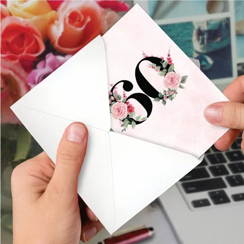 Miniatura 6 de NobleWorks - Tarjeta de felicitación de aniversario del 60º aniversario con sobre de 5 x 7 para hombres y mujeres (1 tarjeta) Pareja floral 60