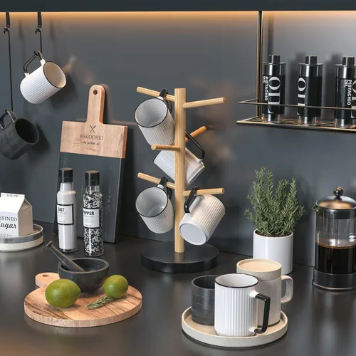 Miniatura 2 de Wisuce Soporte de bambú para tazas, base más gruesa, soporte para taza de café para mostrador, estante para tazas con 6 ganchos Base negra