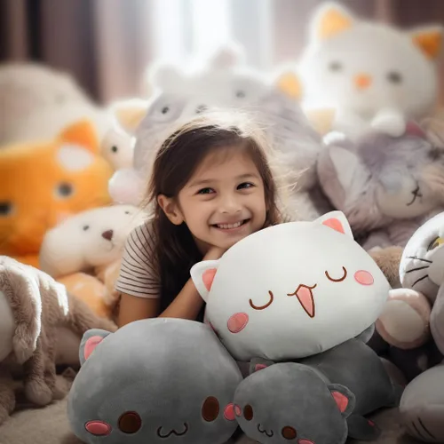 Miniatura 4 de AFAN Animales de peluche de gato, bonita y suave almohada de felpa de gato, juguetes de peluche kawaii, decoración de habitación, regalos para niños