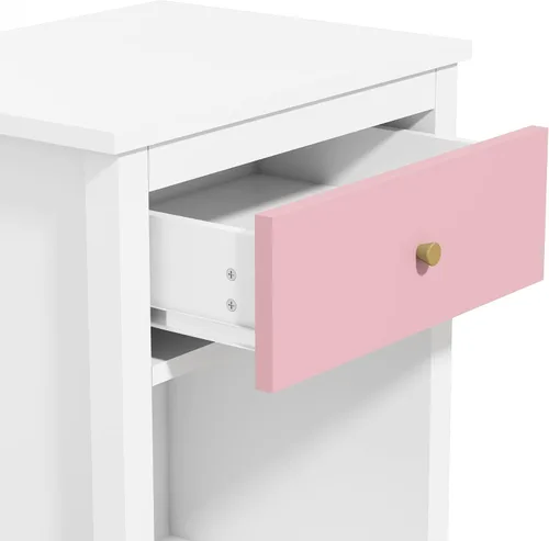 Miniatura 8 de Mesita de noche de madera, mesa auxiliar con cajón y estante de almacenamiento, mesita de noche moderna para dormitorio, sala de estar, oficina