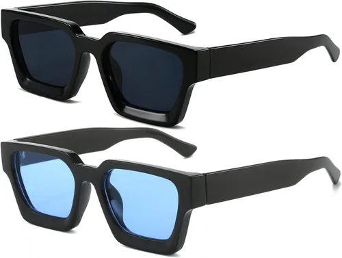 Miniatura 183 de AIEYEZO Gafas de sol cuadradas para mujeres y hombres, gafas de sol cuadradas con montura gruesa, estilo de diseñador simple