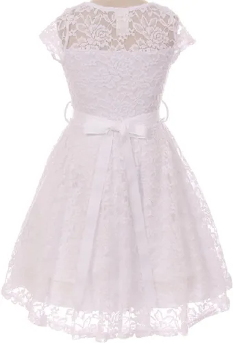 Miniatura 46 de Little Girl - Vestido de niña con manga de encaje y cinturón de piedras