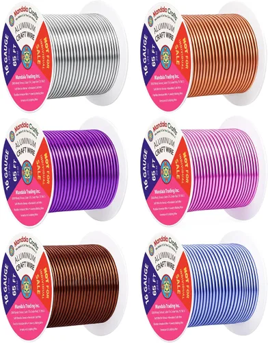 Miniatura 50 de Mandala Crafts - Alambre de aluminio anodizado de 8 calibre para hacer joyas - 9.75 m de alambre flexible negro colorido - Flexible para bonsái