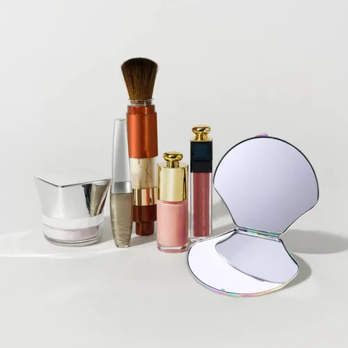 Miniatura 6 de Beavorty Espejo compacto plegable con forma de concha, juego de 2 espejos de maquillaje portátiles de doble cara, mini espejos cosméticos