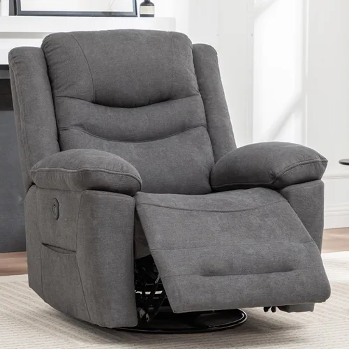 Miniatura 9 de Ketaiyou Sillón reclinable eléctrico giratorio con masaje y calor, puerto USB, posición infinita, mecedoras eléctricas de gran tamaño para sala