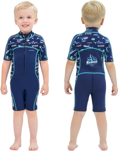 Miniatura 9 de Goldfin - Traje de neopreno para niños, 2 mm y 3 mm, con cremallera frontal, para niños pequeños, mantiene el calor para deportes acuáticos, surf
