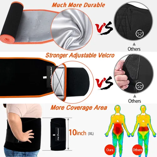 Miniatura 4 de KingPavonini - Faja reductora de cintura para mujeres y entrenador de cintura para hombres, cinturón de sudor talla grande, actualizado Naranja