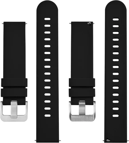 Miniatura 59 de BISONSTRAP Correas de reloj de silicona, correas de reloj delgadas con liberación rápida, 0.787 in, negro con hebilla negra