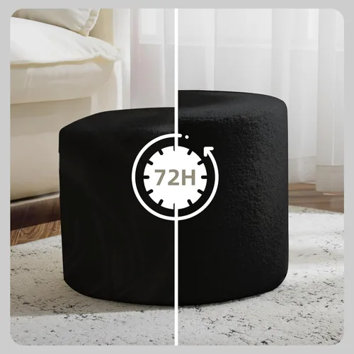 Miniatura 7 de Bezseller Soft Boucle Puf otomano, cómodo reposapiés, relleno de espuma completa para sala de estar, dormitorio, comodidad ligera y encantador, Negro