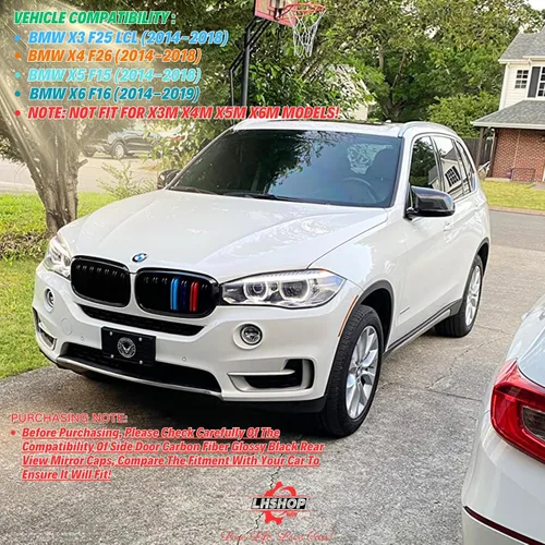 Miniatura 6 de M Style Fundas de Espejo Lateral de Coche Reemplazo para BMW X5 F15 X3 F25(LCL) X4 F26 M40i X6 F16 2013-2018 Accesorios de Fibra de Carbono Exterior