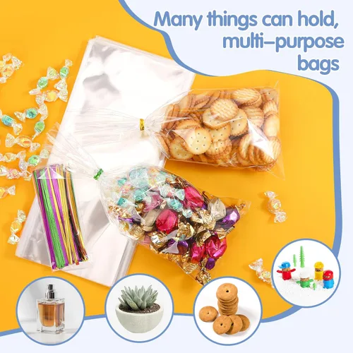 Miniatura 5 de 50 bolsas de celofán transparentes planas de 7" x 12" (A:17.8*A:30.4 cm), bolsas de celofán de polietileno de 2.8 mils para envolver regalos