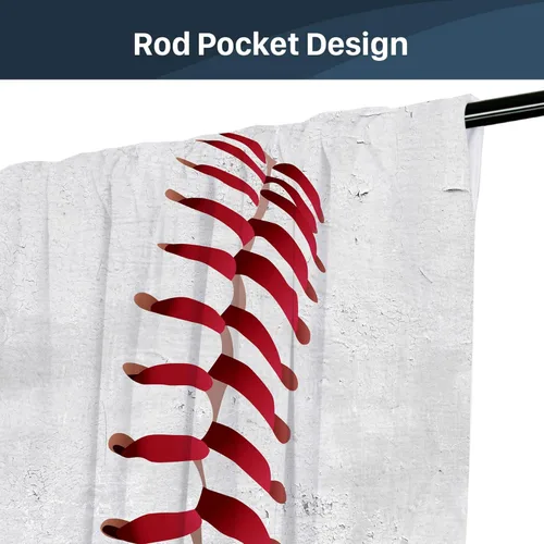Miniatura 5 de Miyotaa Cortinas deportivas de béisbol para ventana, 2 paneles de 42 pulgadas de ancho x 63 pulgadas de alto, bolsillo para cortinero, adolescentes
