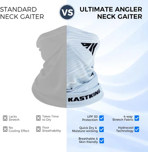 Miniatura 3 de KastKing Ultimate Angler Polaina de Cuello, Máscara Solar UPF 50, Polainas Solares para Hombres y Mujeres, Tecnología Hydrocool, Pesca, Senderismo