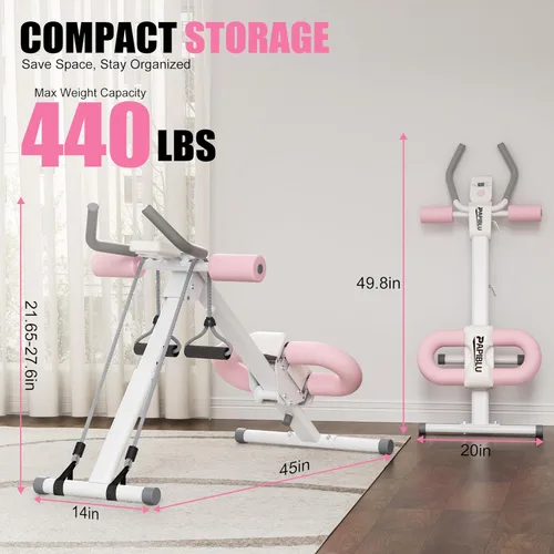 Miniatura 3 de Entrenadores abdominales - Máquina de entrenamiento abdominal ajustable, equipo de entrenamiento abdominal plegable con protección para las rodillas