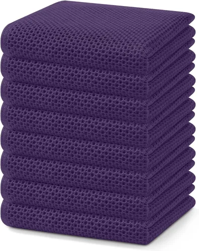 Miniatura 17 de Homaxy Paños de cocina de 100% algodón con tejido de gofre, ultra suaves, absorbentes, de secado rápido, 12 x 12 pulgadas, paquete de 6, amarillo