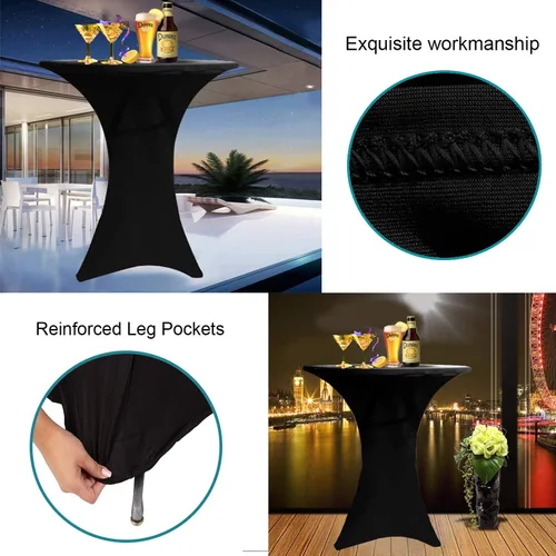 Miniatura 6 de RELIANCER 1 paquete de fundas para mesa de cóctel, mantel de elastano ajustado de 30"x42", mantel redondo elástico para mesas altas, fundas de mesa