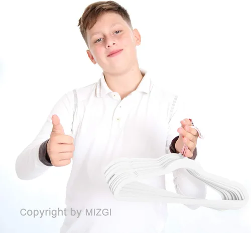 Miniatura 5 de MIZGI Perchas de terciopelo para niños, perchas antideslizantes para niños grandes, perchas de 14 pulgadas para jóvenes, ropa para adolescentes
