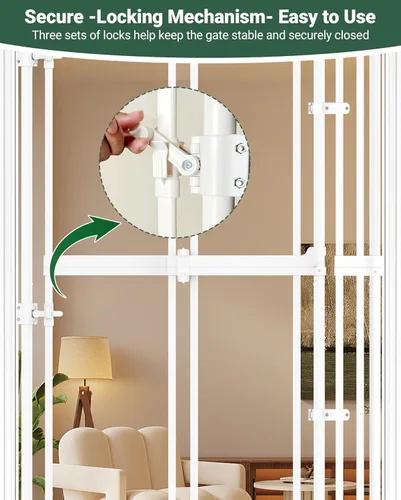 Miniatura 7 de Puerta para gatos extra alta de 74.80-98.43 pulgadas para puerta, amplia y ajustable de 20.8-38 pulgadas, puerta transparente de seguridad