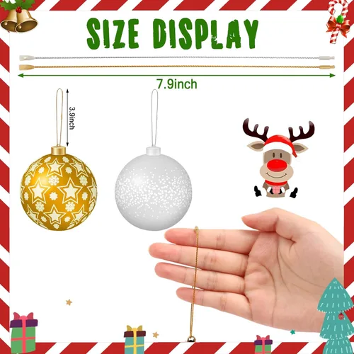 Miniatura 2 de JUNEBRUSHS 600 ganchos para adornos de Navidad, ganchos para adornos con cuerda de adorno a presión para árbol de Navidad, fiestas, decoraciones Oro