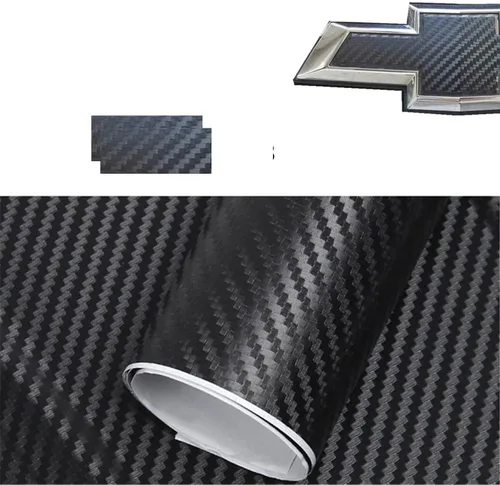 XYC Compatible con 2 piezas de fibra de carbono para Chevrolet, hojas de superposición de emblema de Chevy Bowtie, vinilo adhesivo para envolver