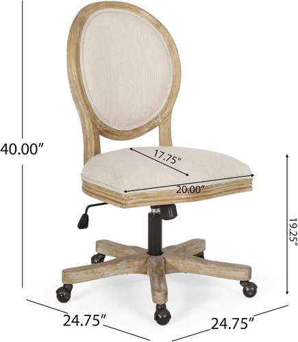Miniatura 3 de Silla de oficina giratoria tapizada Pishkin - Beige/Natural