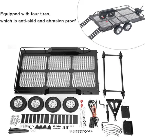 Miniatura 3 de Modelo de coche de sendero, sólido y RC remolque diseño de metal entero para Scx10 90046 90047 CC01 D90 D110 1/10 RC Car