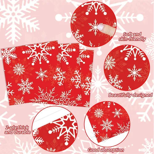Miniatura 3 de Juego de vajilla de 100 piezas de Feliz Navidad, suministros de fiesta temática de Navidad, sirve para 25 invitados, platos de papel de copos