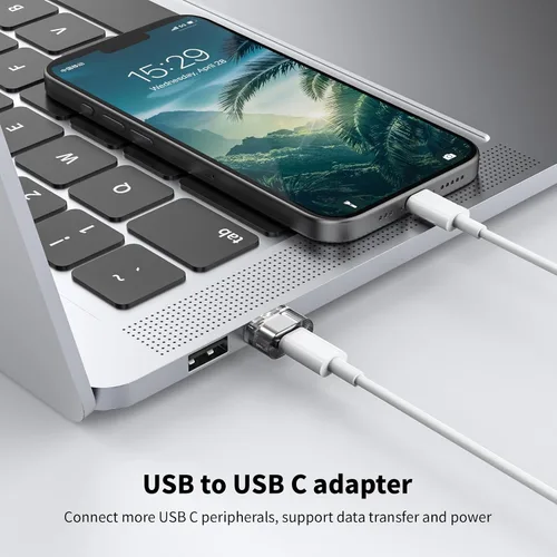 Miniatura 2 de Adaptador USB-A a USB-C paquete de 5 unidades, convertidor cargador USBC hembra a A macho, convertidor USB a USBC para iPhone 15 Plus Pro Max/Apple