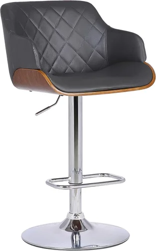 Miniatura 10 de Armen Living Toby Taburete giratorio de piel sintética, ajustable, gris y negro