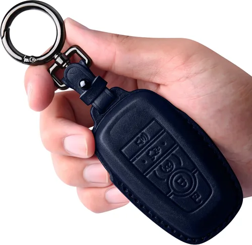 Miniatura 16 de Tukellen Funda de cuero para llavero de Ford con llavero compatible con Ford Explorer Mustang Fusion Escape F150 F250 F350 F450 F550 Edge-Negro