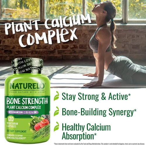 Miniatura 5 de NATURELO Suplemento de calcio – con vitamina C, vitamina D3, K2 y calcio, magnesio y zinc para fortalecer los huesos con calcio de 600 mg – a base