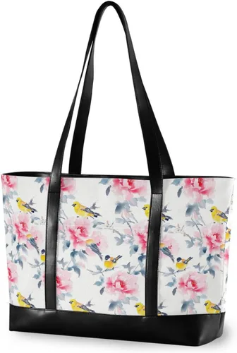 Miniatura 4 de Flowers Birds Fashion Tote Bags for Women Laptop with Zipper Large Work Bags for Women for College with Diaper maletin ejecutivo para mujer