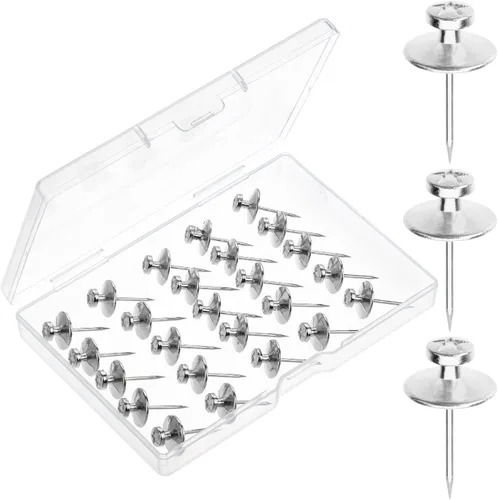 Miniatura 16 de Mr. Pen - Clavos de doble cabeza para colgar cuadros, paquete de 25, negro, clavos para cuadros, tachuelas para colgar en la pared, pines