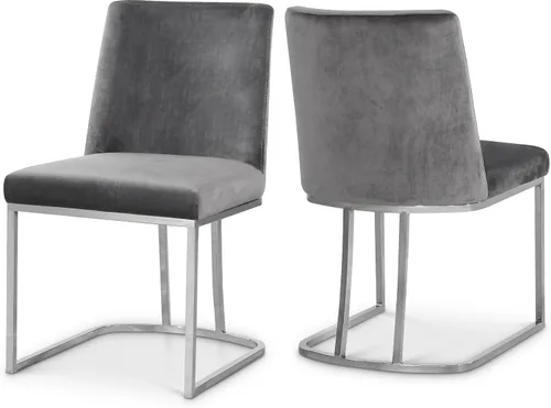 Meridian Furniture Heidi Collection Modern - Silla de comedor tapizada de terciopelo contemporáneo con marco de metal cromado pulido, juego de 2, 19