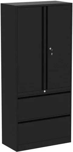 Miniatura 5 de STANI Archivador lateral de 2 cajones - Armario de almacenamiento de metal con cajones de bloqueo para archivos de tamaño carta / A4 (negro)