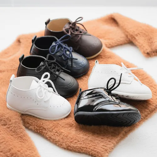 Miniatura 2 de Meckior Zapatos de Boda Clásicos para Bebés Niños y Niñas de Cuero Sintético PU, Mocasines Brogue, Zapatos Oxford para Niños Pequeños, Zapatos