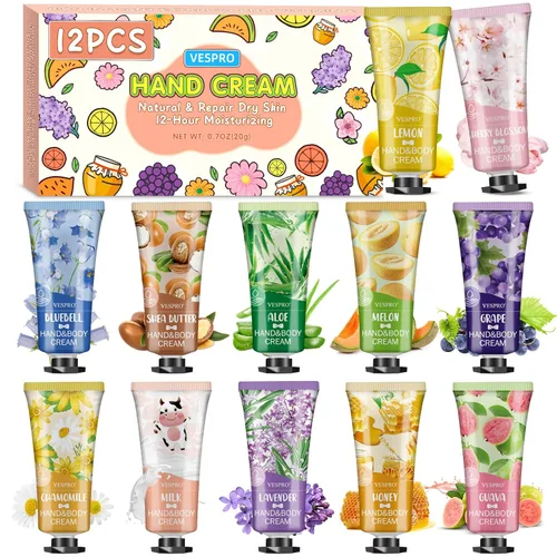 Set de Regalo de Crema de Manos de 12 Piezas, Rellenos para Medias para Mujeres, Loción de Manos a Granel Tamaño de Viaje para Manos Secas y