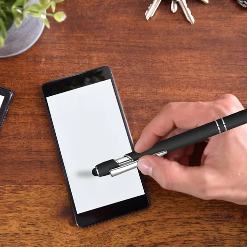 Miniatura 6 de 12 bolígrafos de tinta azul con punta de lápiz capacitivo, bolígrafo de metal de 0.039 pulgadas para pantallas táctiles, 2 en 1, regalo para amigos
