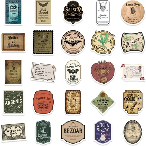 Miniatura 6 de 50 calcomanías de etiqueta de poción, retro, estética, para botella de agua, laptop, patineta, equipaje, guitarra, automóvil, motocicleta