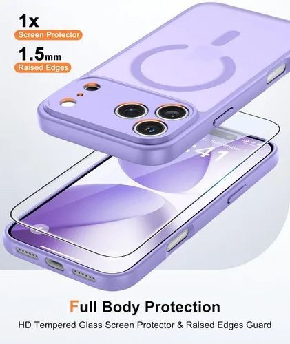 Miniatura 438 de FNTCASE Funda para iPhone 17 Pro: Fundas delgadas translúcidas de color azul claro compatibles con MagSafe, protección completa de la cámara